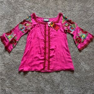 Vintage collection Embroidered Pink Women's Top